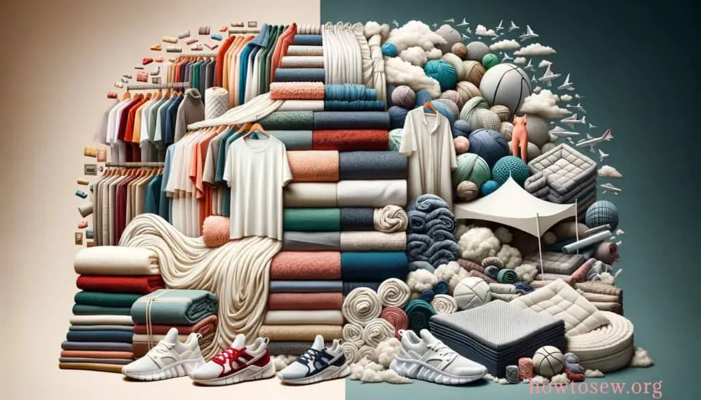 Cotton vs. Polyester - Collage of diverse products made from cotton and polyester